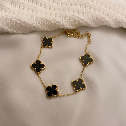 Luxe Black 5 Motifs Clover Bracelet