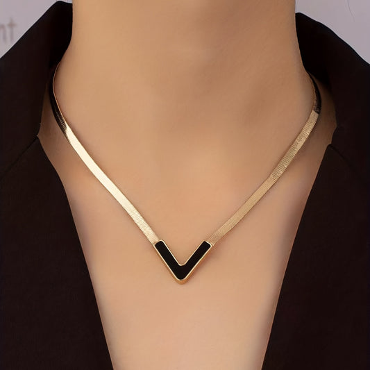 18K Gold Plated Personality V-Shaped Pendant Necklace