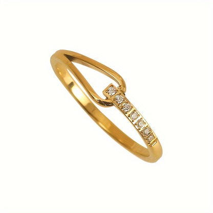 Rhinestones Elegant 18K Golden Plated Stainless Steel Ring