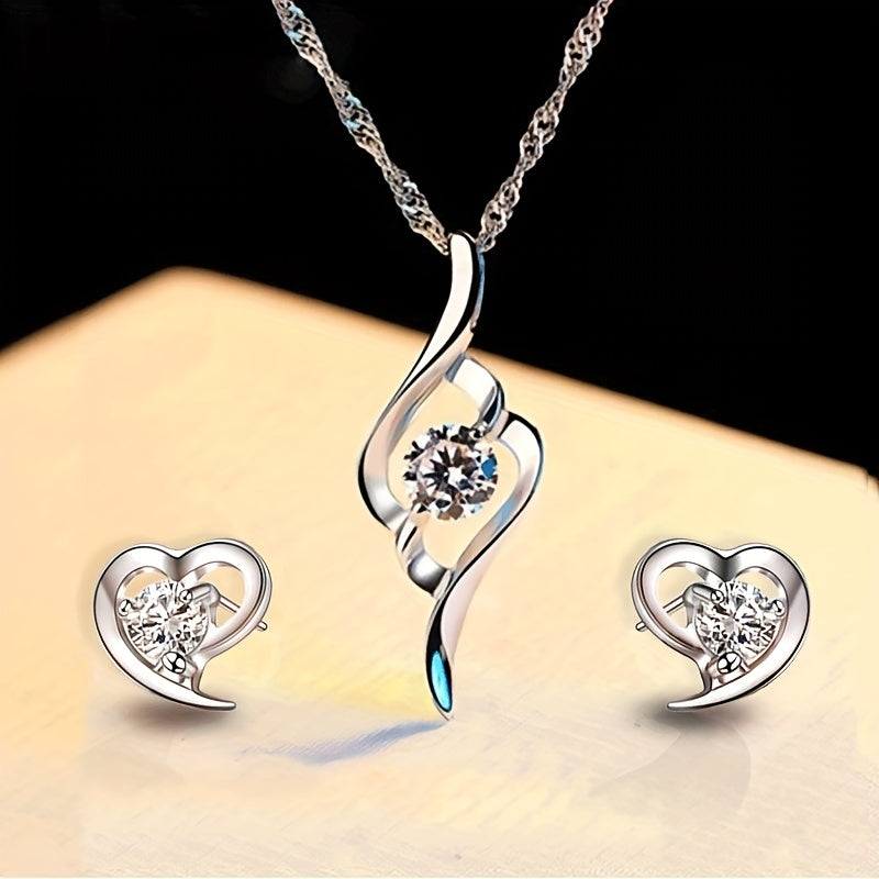 Creative Heart Shaped Earrings & Necklace Set