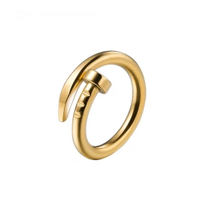 Golden Stainless Steel Nail Ring