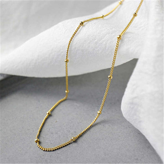 Gold Beaded Chain Necklace