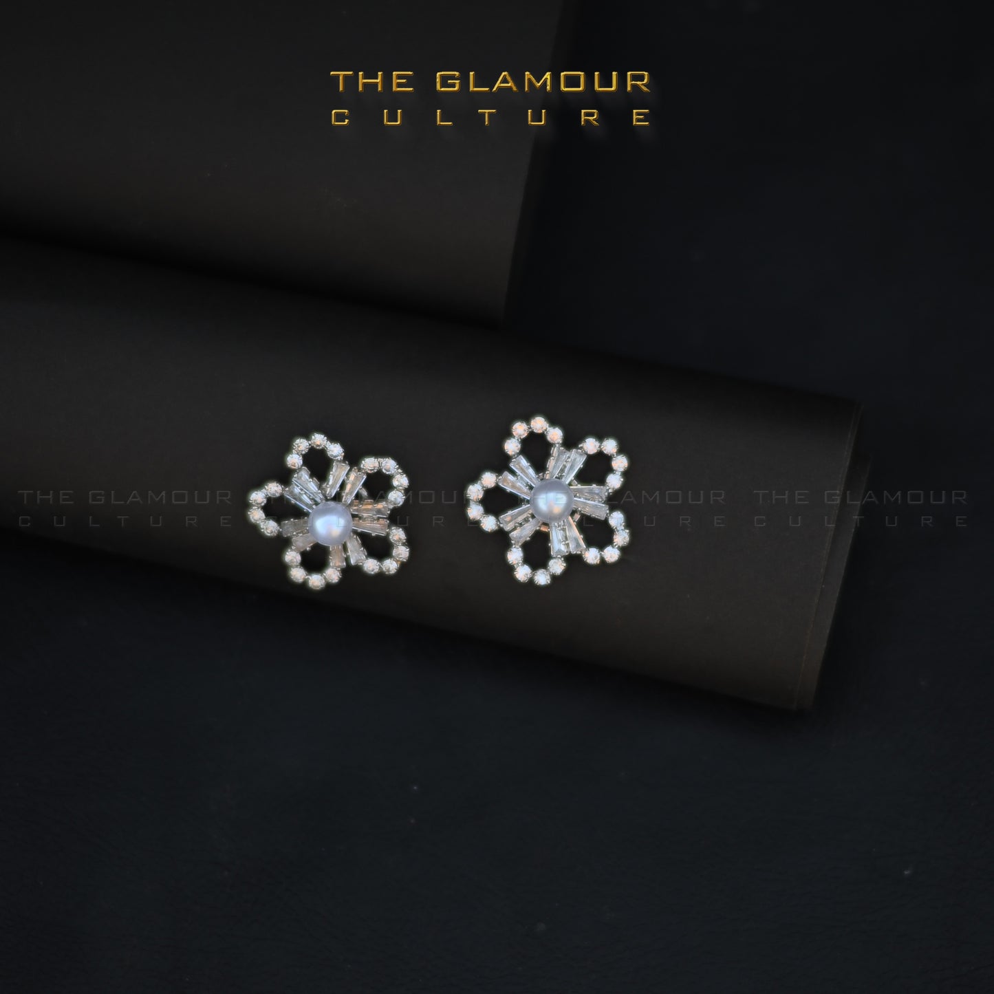 Diamond Flower Stud Earrings