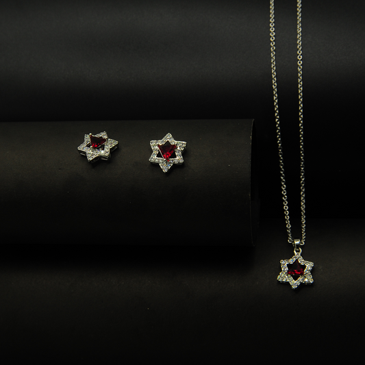 Ruby and Diamond Star Jewelry Set