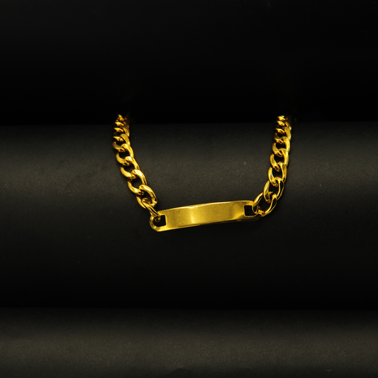 Gold Chain Bracelet with Nameplate