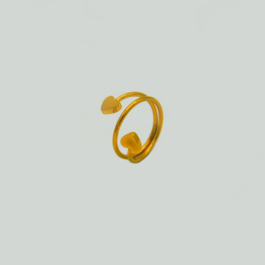 Twisted Gold Ring with Heart Accents