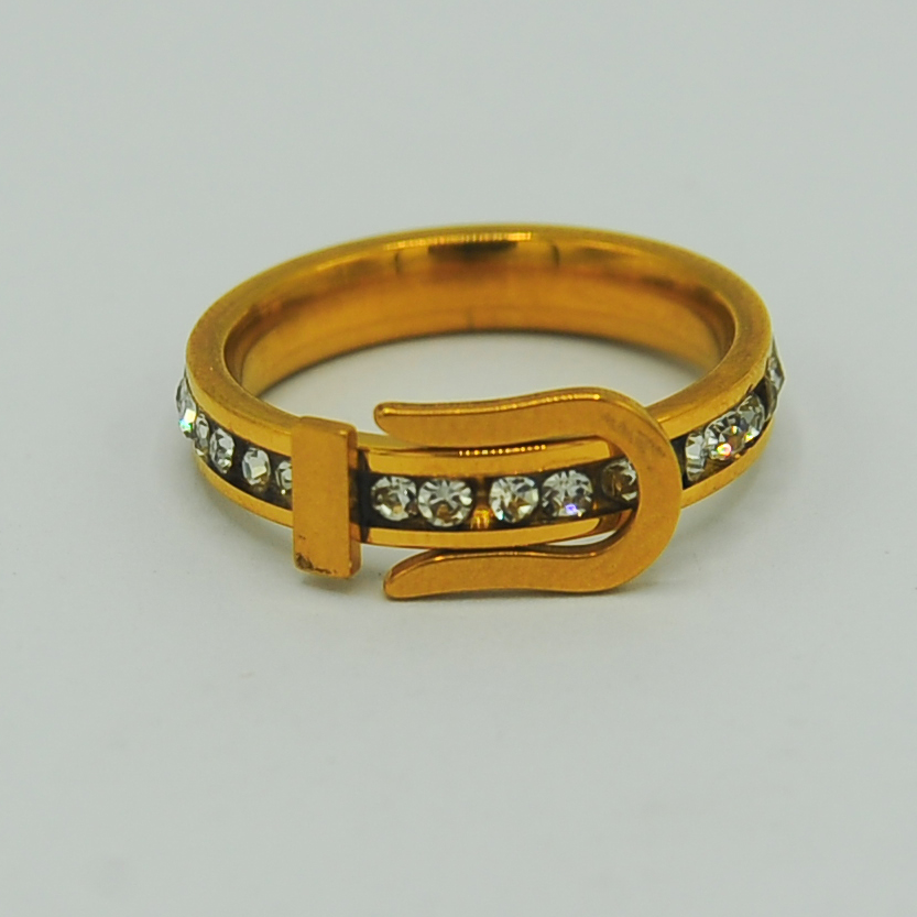 Golden Ring with Diamond-Encrusted Buckle